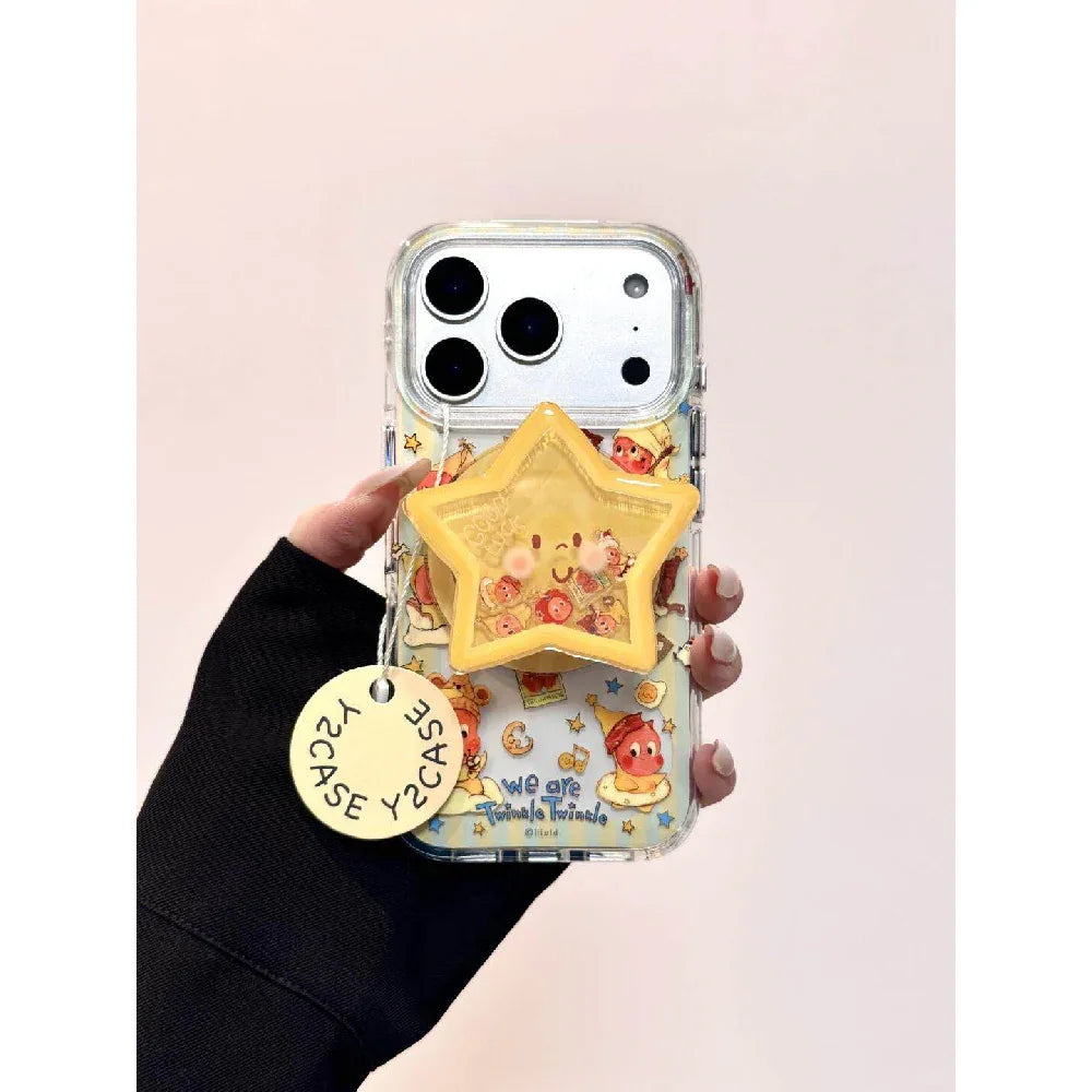 Ameigas Cute Transparent Star Character Magnetic Shake Stand Phone Case - Ameigas