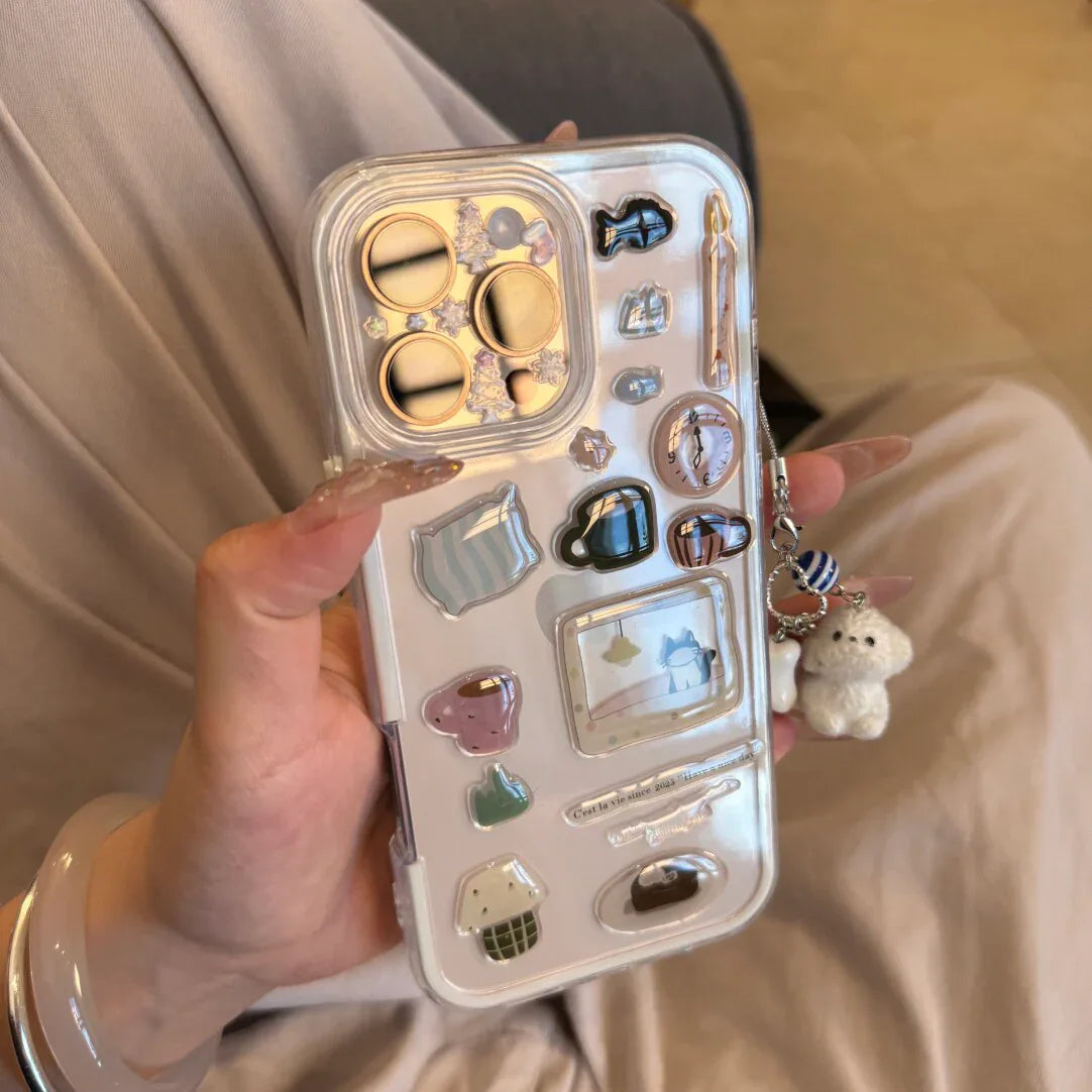 Ameigas DIY Pet Alarm Clock Case - Interactive Black Cat & White Dog with 3D Stickers & Soft Shell - Ameigas