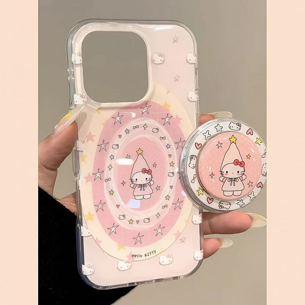 Ameigas Cozy Cap Kitten Case - Pink Long-Hat Cat with MagSafe Stand - Ameigas