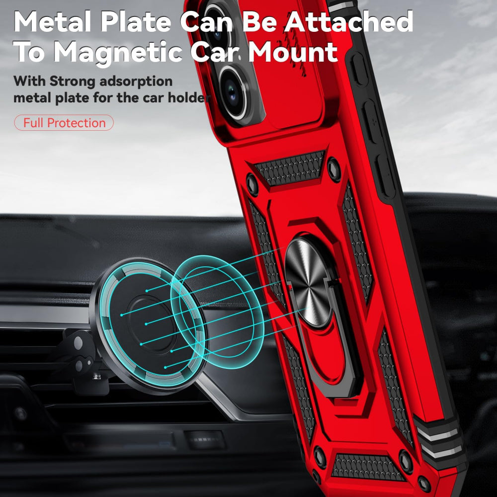 Ameigas Slide Camera Cover Ring Kickstand Protective Phone Case