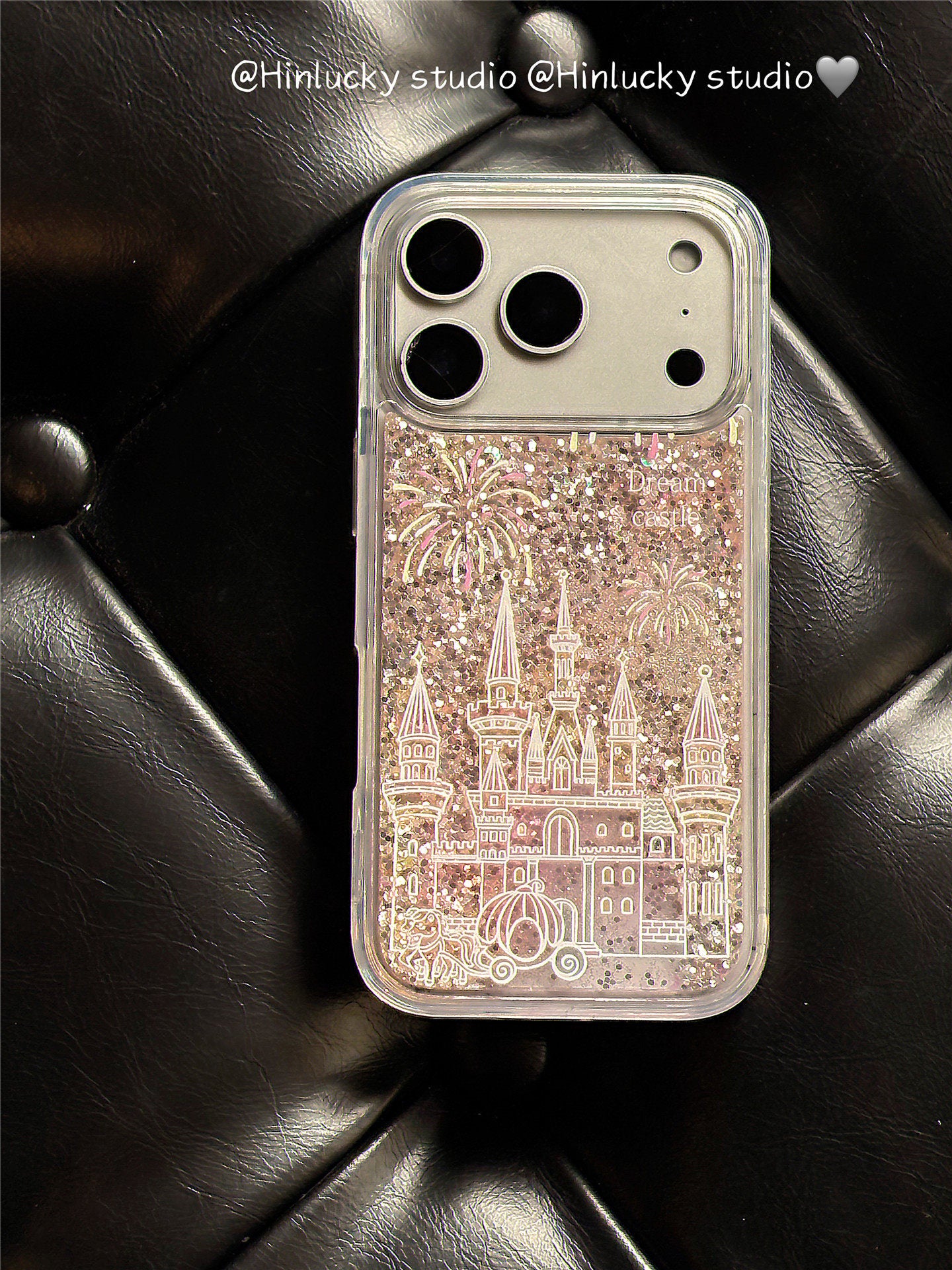 Ameigas Dreamy Pink Princess Castle Glitter Phone Case