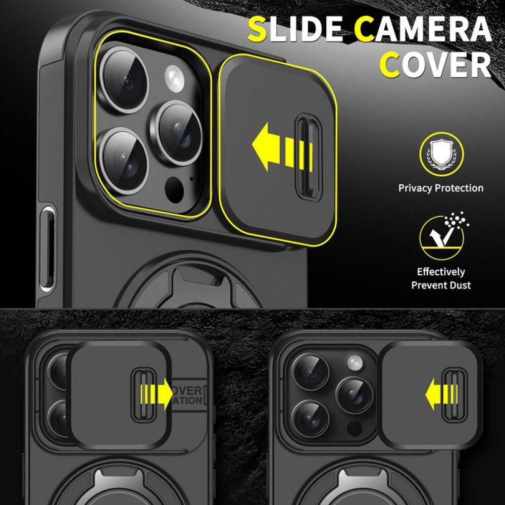 Ameigas Slide Camera Cover Rugged Phone Case with Ring Stand