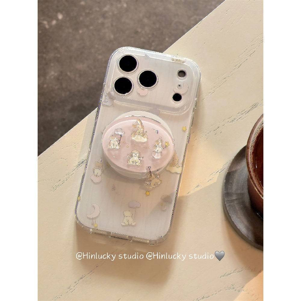 Ameigas Stripe Buddy Stand Case - Cute Cartoon Animal MagSafe Cover with Full Guard