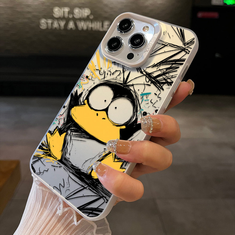Ameigas Line Art Duck Cartoon Phone Case Soft Shockproof Cover