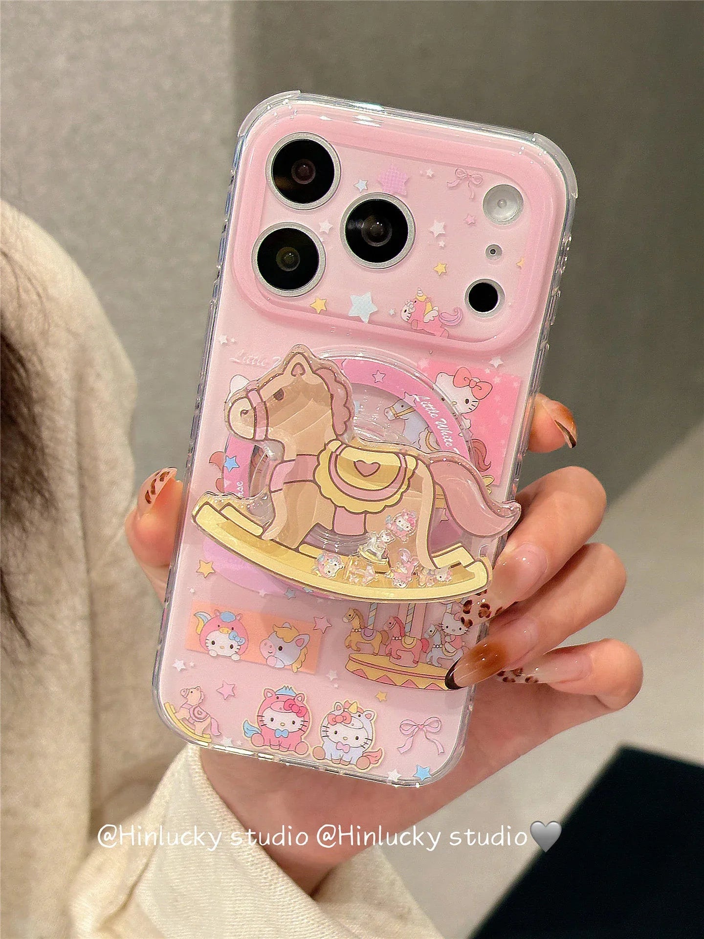 Ameigas Cute Carousel Cat Magnetic Stand Phone Case - Ameigas