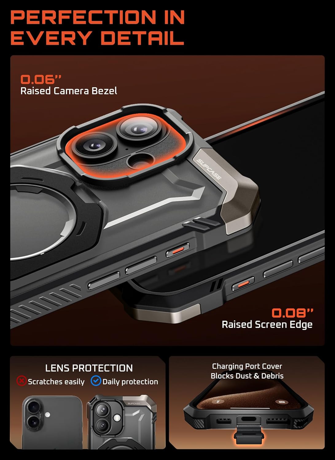 Ameigas Rugged Magnetic Phone Case with Kickstand & Camera Cover