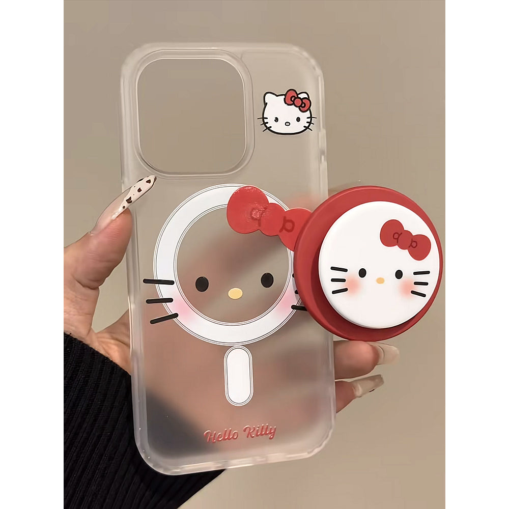 Ameigas Whisker Charm Stand Case - Korean Cute Kitty MagSafe Cover with Kickstand
