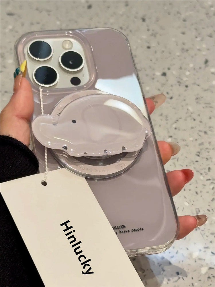 Ameigas Misty Ellie Stand Case - Minimalist Grey Lavender Elephant MagSafe Cover