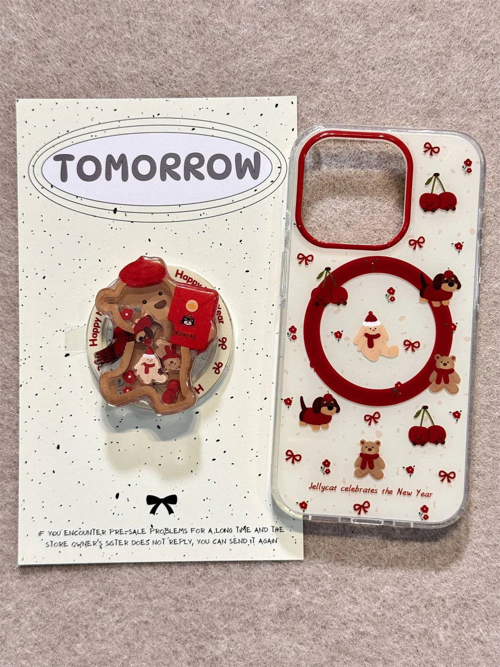 Ameigas Cute Cherry Bear & Dachshund Magnetic Stand Phone Case - Ameigas
