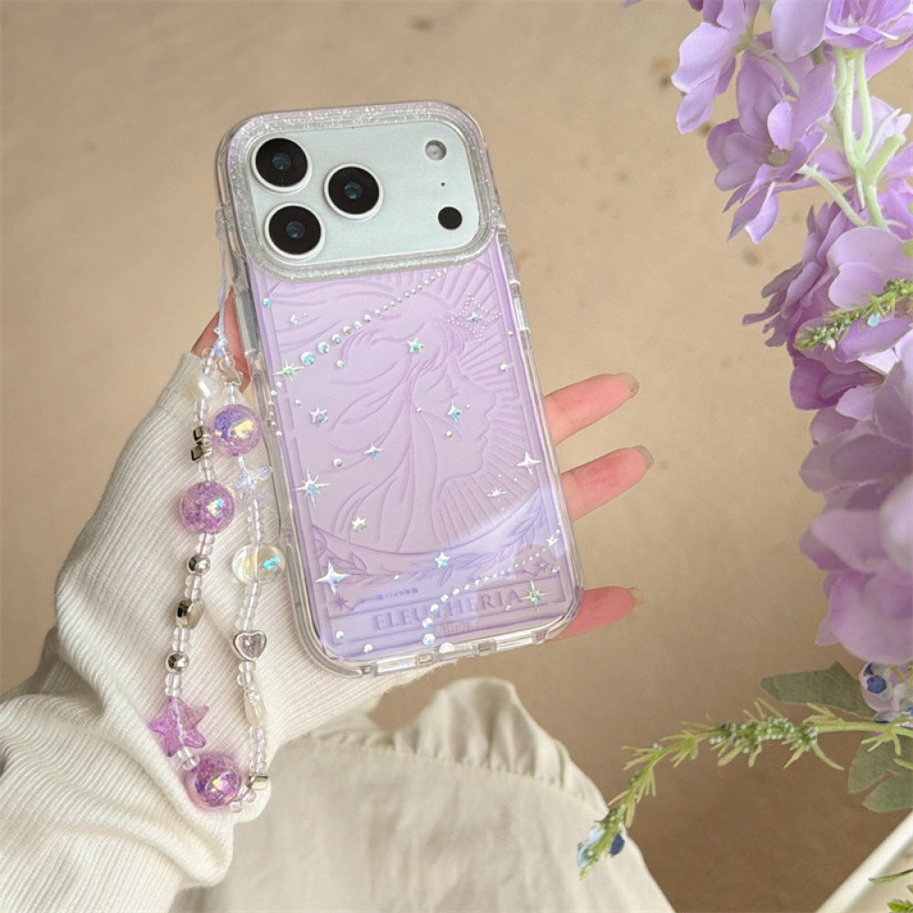 Beautiful Ins Style Gold-Plated Goddess Tears Compatible with iPhone 16/17 Pro Max Case 14 Apple 15 Chain