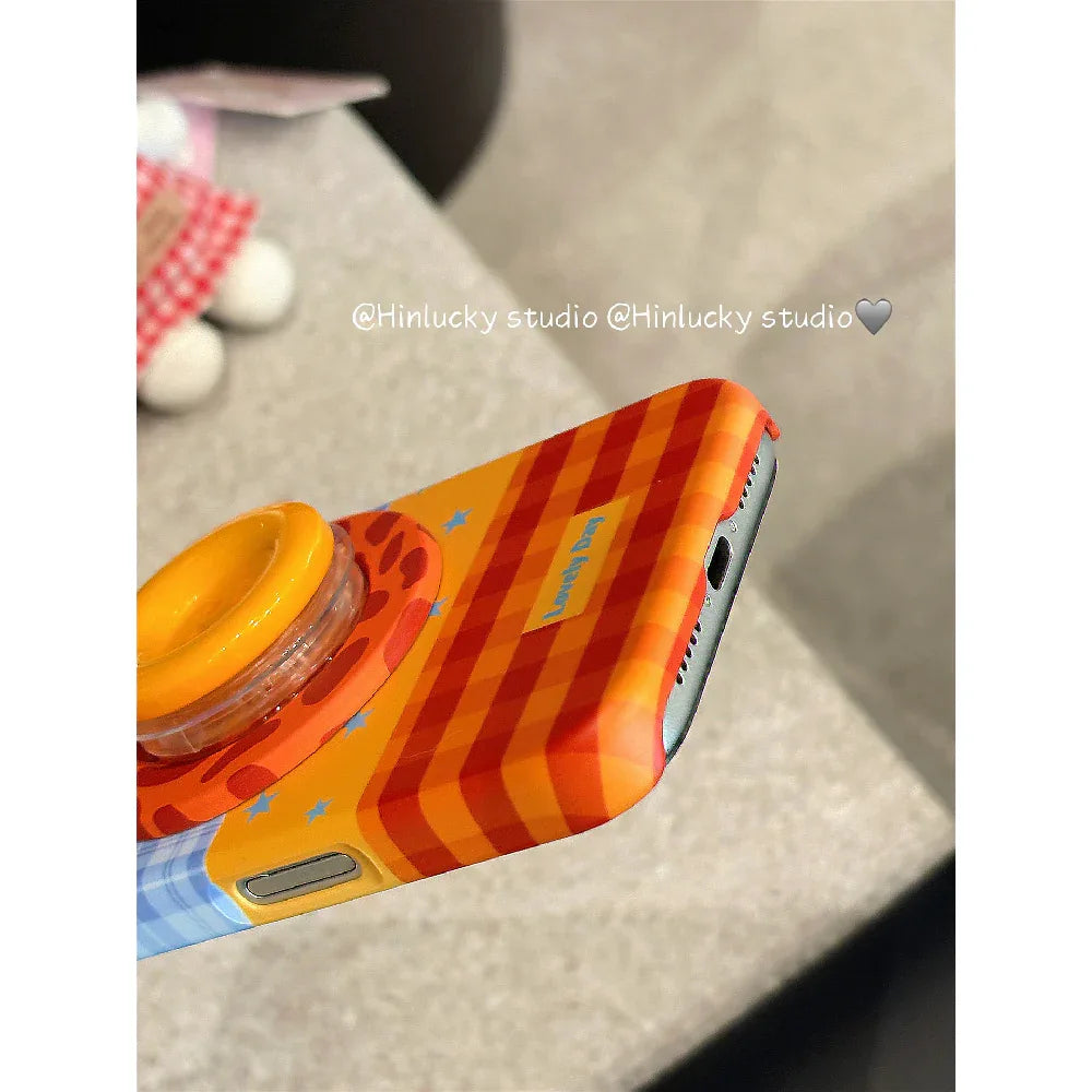 Ameigas Colorful Plaid Button Magnetic Stand Protective Case - Ameigas