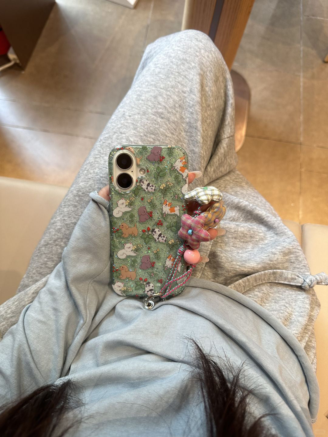 Ameigas Glitter Garden Case - Sparkling Floral & Animal Design with Anti-Yellowing Guard & Detachable Wrist Lanyard