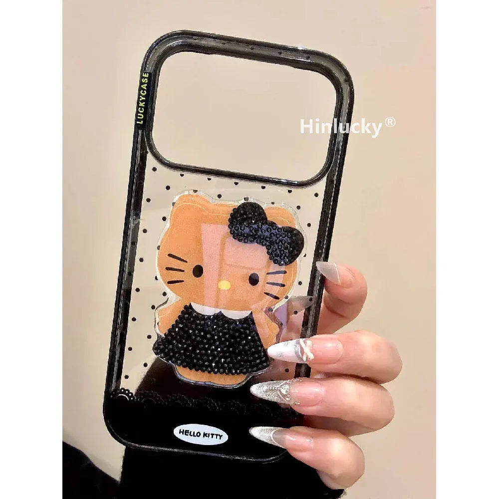 Ameigas Black Kitten Diamond Acrylic Phone Case - Ameigas