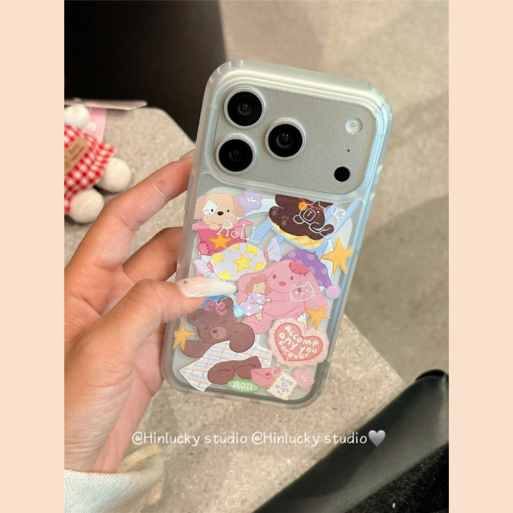 Ameigas Plush Buddy Stand Case - Japanese Korean Doll MagSafe Velvet Cover