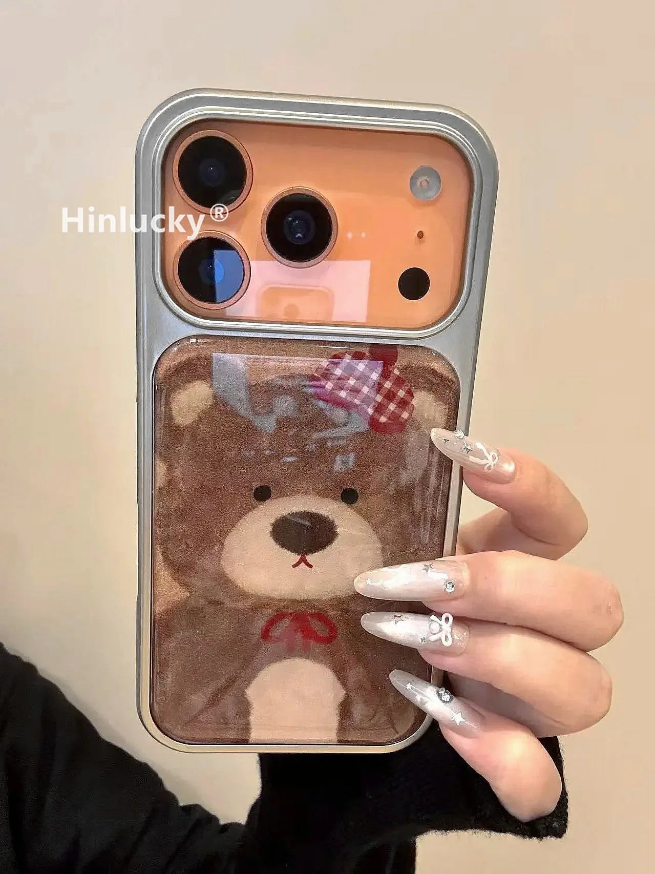 Ameigas Cute Brown Bear Electroplated Glossy Phone Case - Ameigas