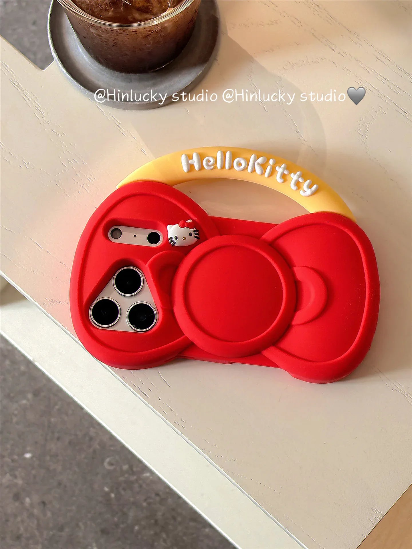 Ameigas Bow-Tied Whiskers Case - Red Ribbon Kitty Silicone Cover for iPhone - Ameigas