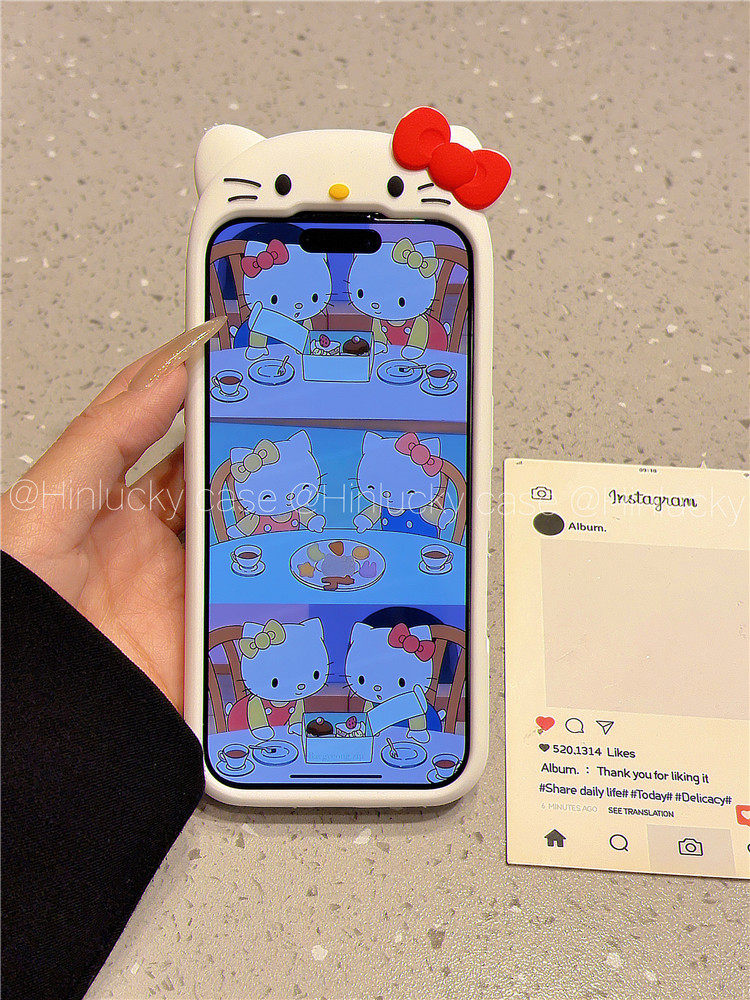 Ameigas Vintage Purr Case - Retro Cartoon Cat Silicone Cover for iPhone