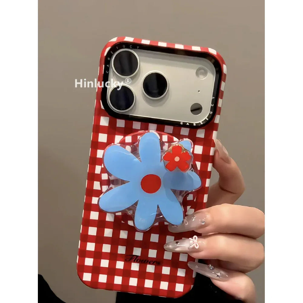 Ameigas Carnival Bloom Case - Spinning Gingham Flower MagSafe Cover - Ameigas