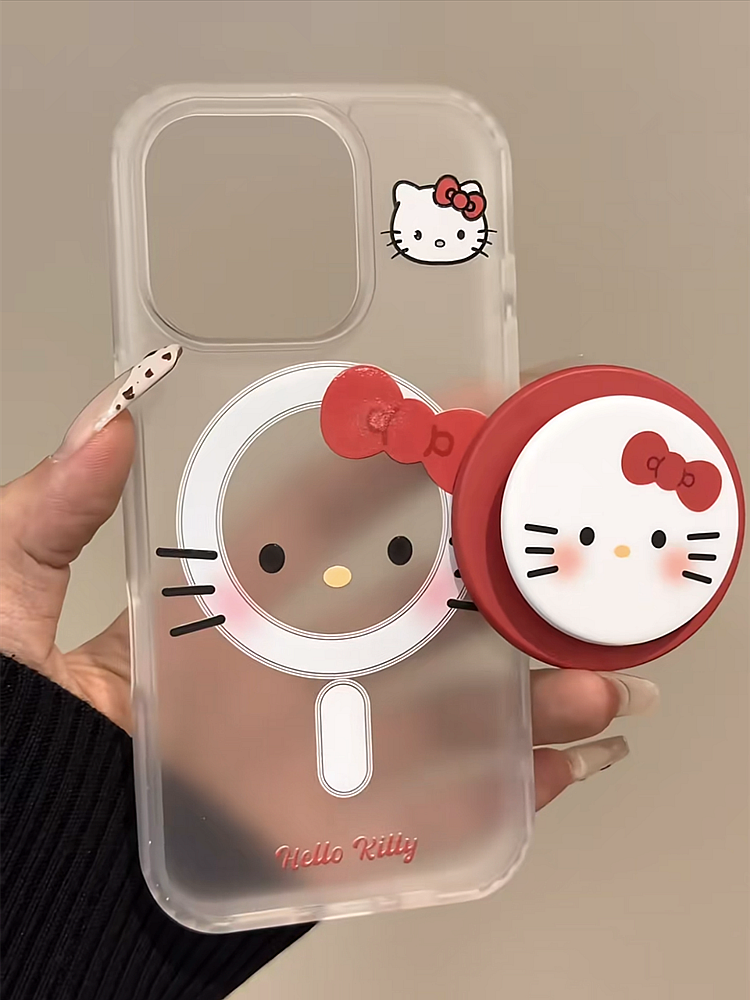 Ameigas Whisker Charm Stand Case - Korean Cute Kitty MagSafe Cover with Kickstand