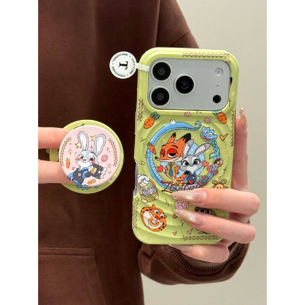 Ameigas Zootopia Partner Case - Judy Hopps & Nick Wilde Duo Design with 2-in-1 Magnetic Stand