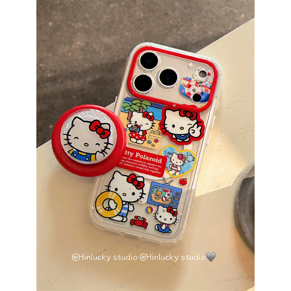 Ameigas GlitterGlide Kitten Case - Liquid Glitter Cat MagSafe Stand Cover for iPhone