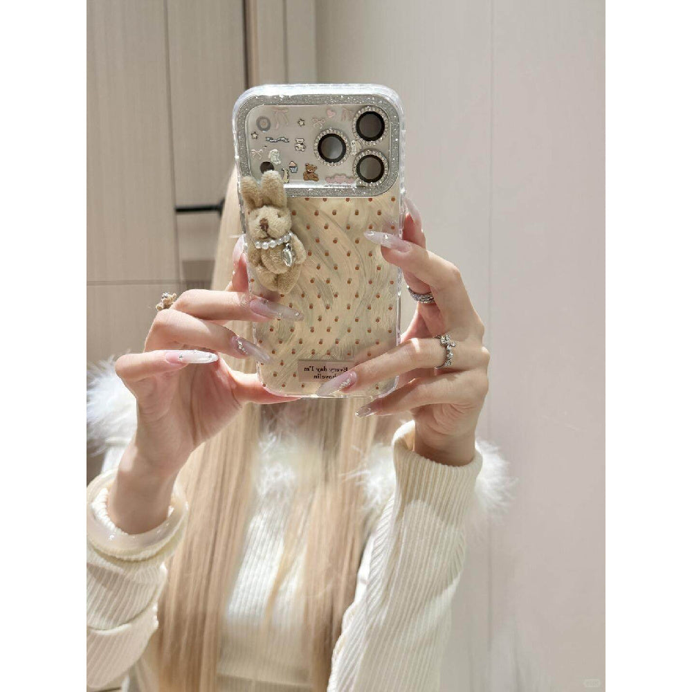 Ameigas Sparkly Bunny Polka Dot Soft Phone Case