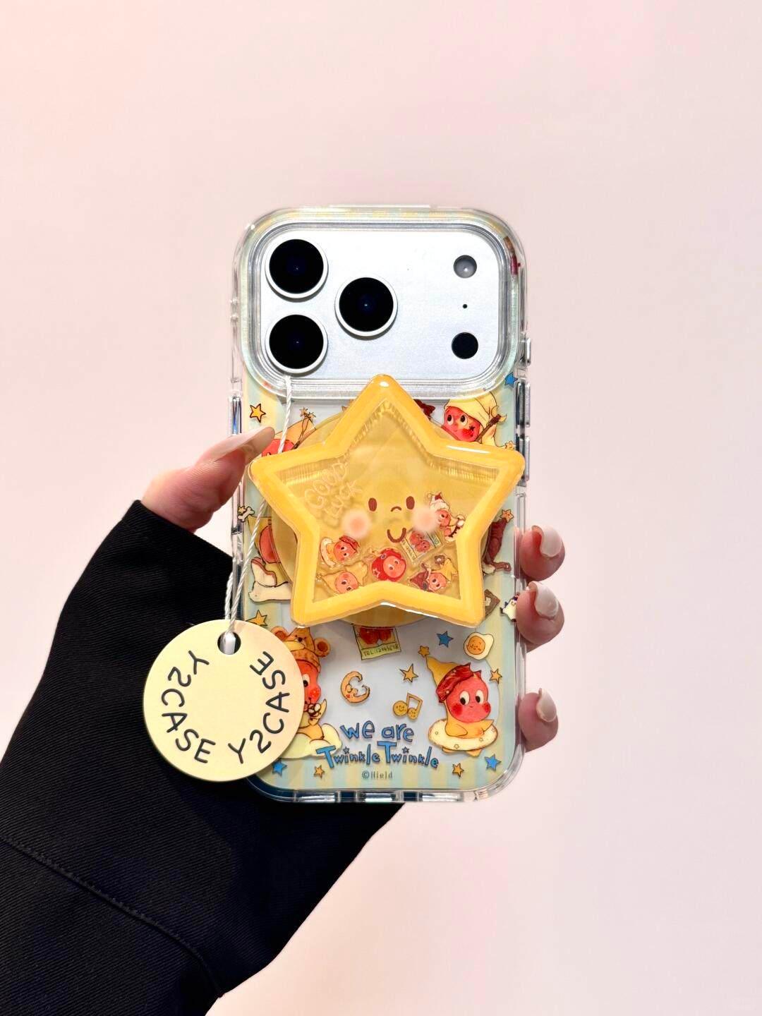 Ameigas Cute Transparent Star Character Magnetic Shake Stand Phone Case - Ameigas