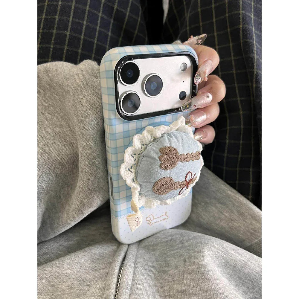 Ameigas Blue & White Tableware Case - Chic Checkered Design with Full Protection - Ameigas