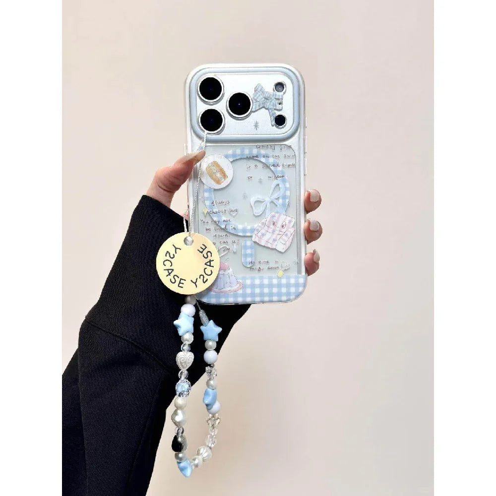 Ameigas Bow Pudding Sofa Magnetic Stand Phone Case - Ameigas