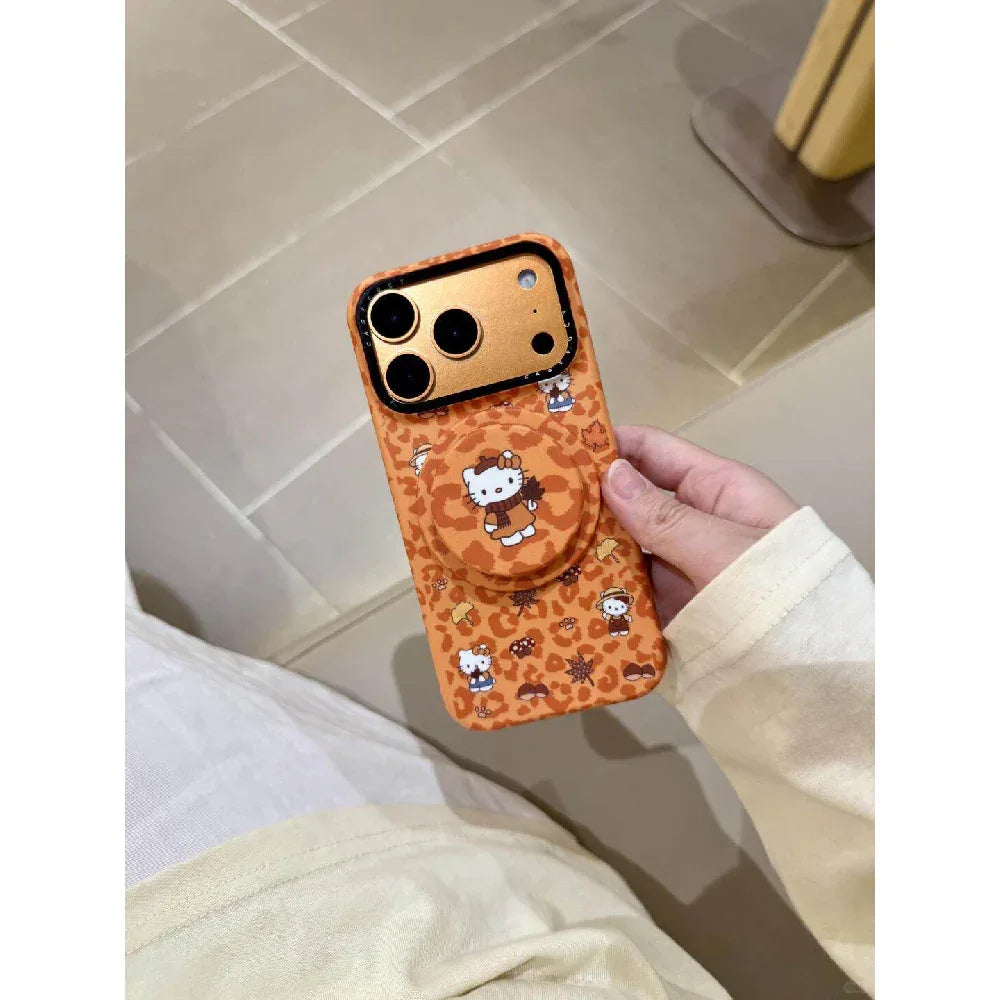 Ameigas Cute Leopard Maple Kitty Magnetic Stand Phone Case - Ameigas