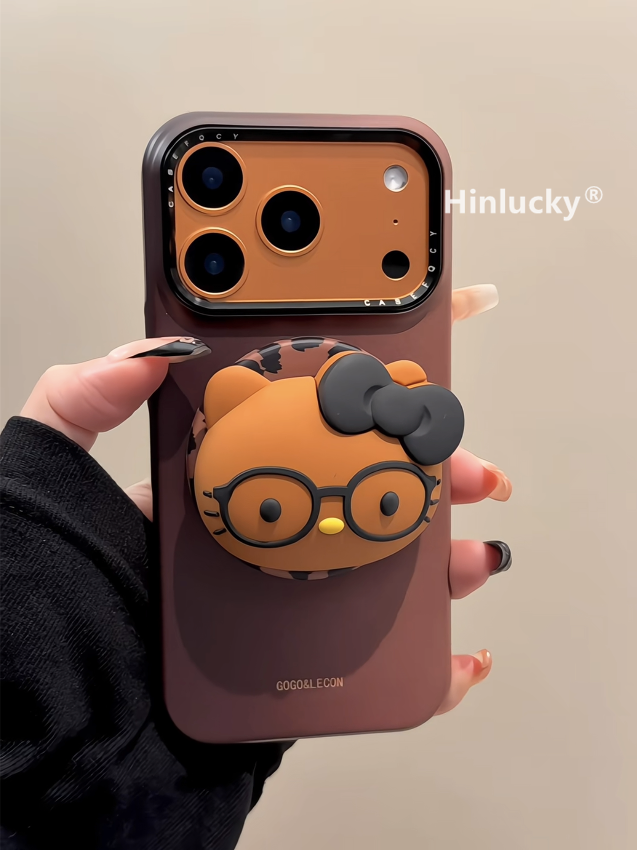 Ameigas Leather-Silhouette Case - Tan Gradient & Cat MagSafe Acrylic Cover