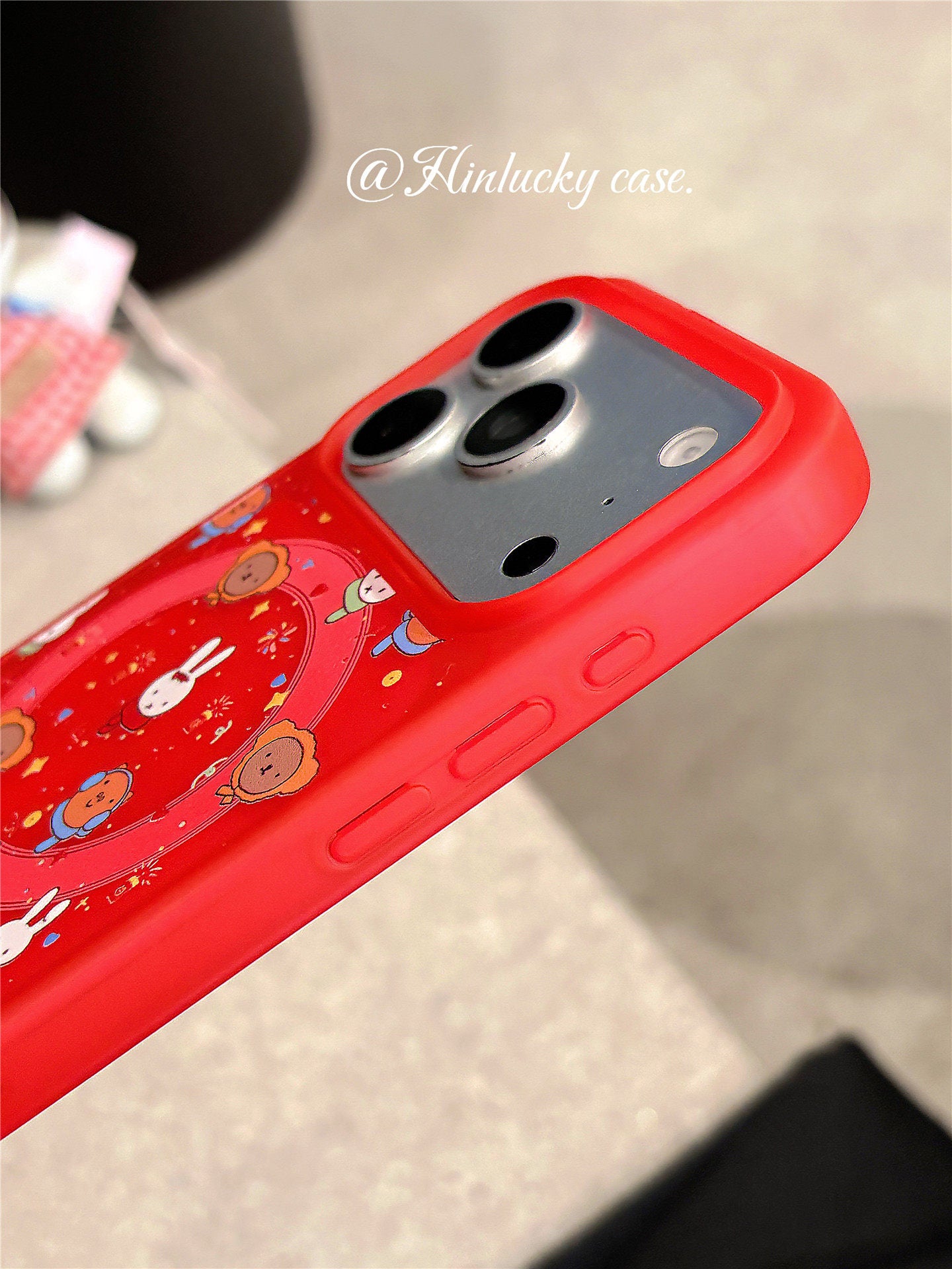 Ameigas Sparkler Bunny Case - Red Fireworks & Miffy-Inspired MagSafe Skin-Feel Cover