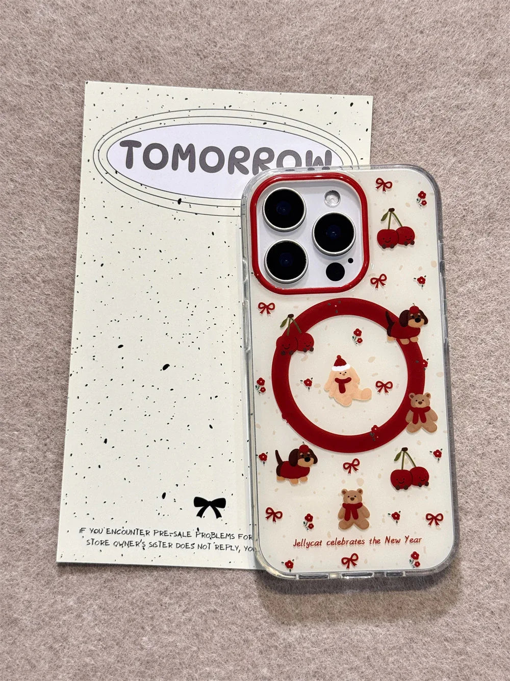 Ameigas Cute Cherry Bear & Dachshund Magnetic Stand Phone Case - Ameigas