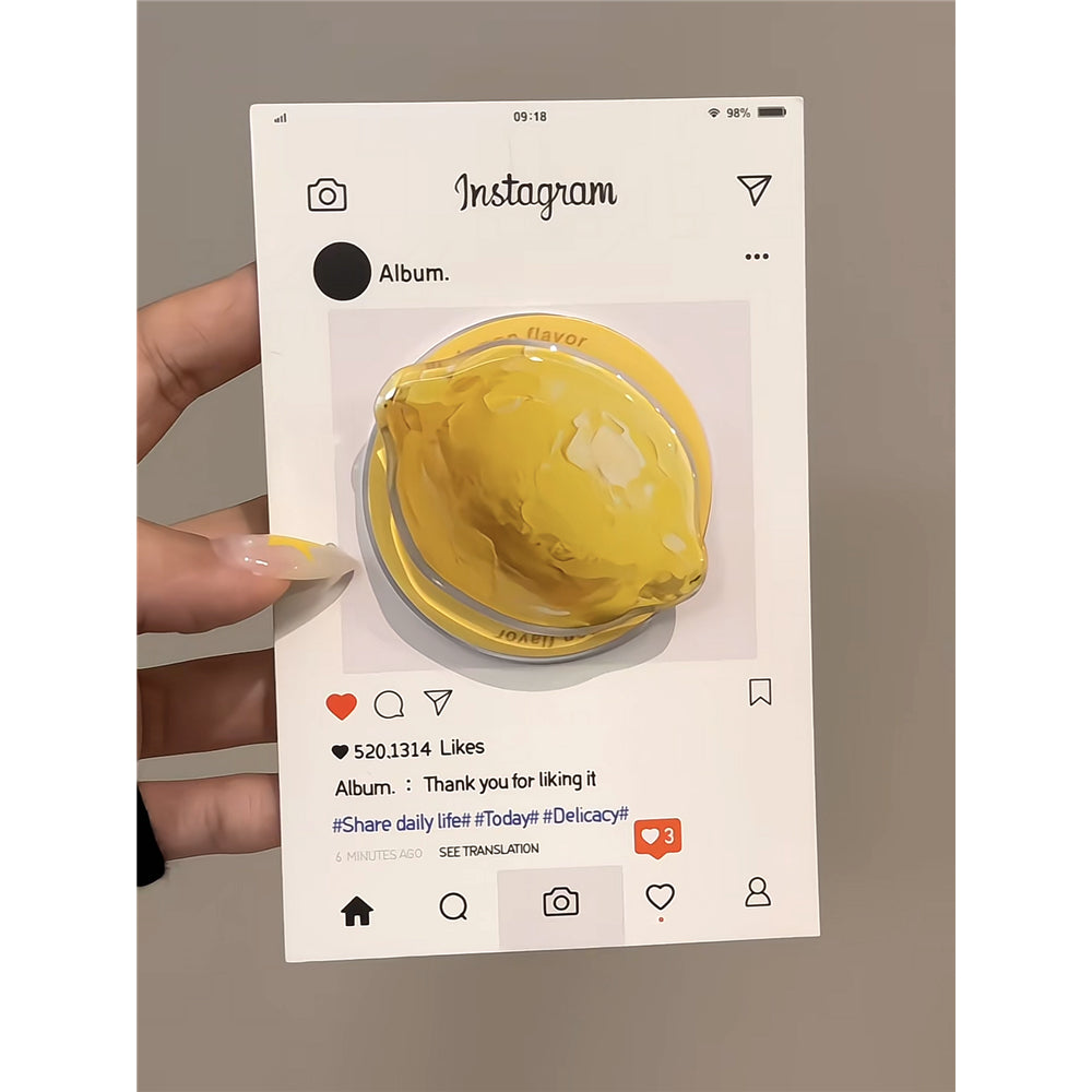 Ameigas Summer Canvas Case - Oil Paint Lemon & Magnetic Stand Acrylic Cover
