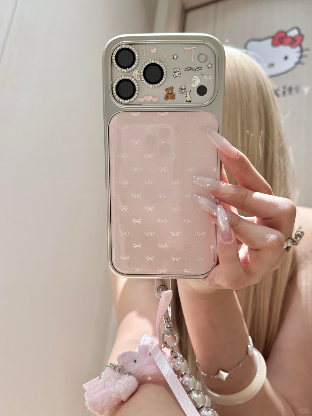 Ameigas Gentle Style Case - Soft Pink Bow Design with Detachable Wrist Strap