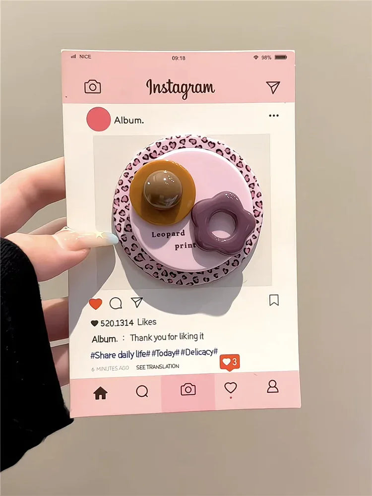 Ameigas Blush Leopard Case - Textured Acetate Phone Cover with Magnetic Stand - Ameigas