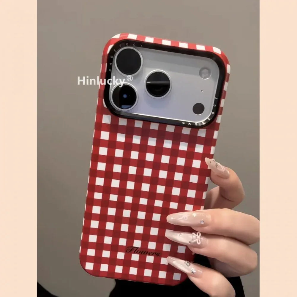 Ameigas Carnival Bloom Case - Spinning Gingham Flower MagSafe Cover - Ameigas