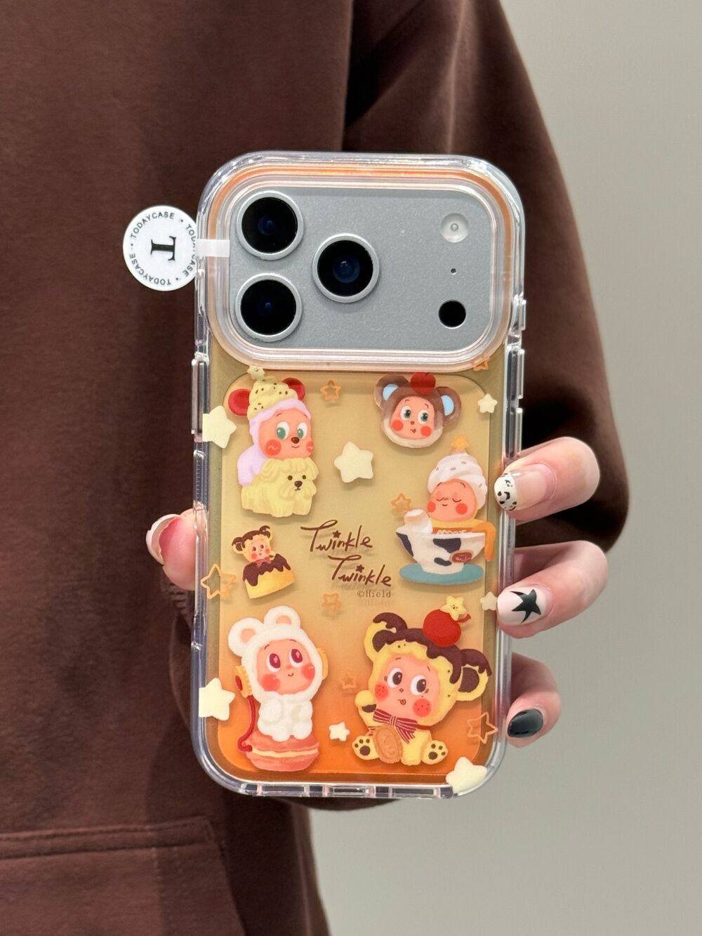 Ameigas Gradient Orange Star Character Clear Phone Case