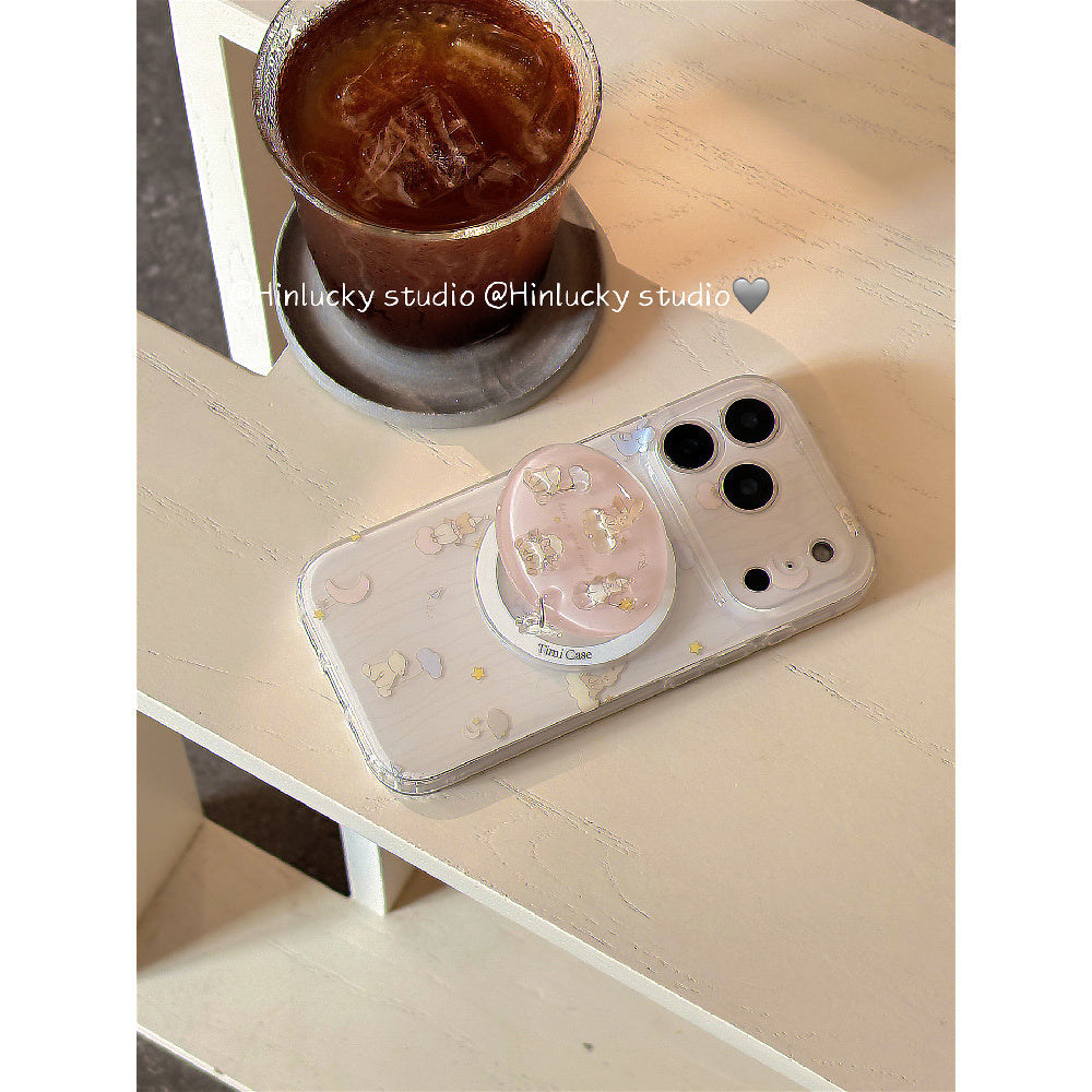 Ameigas Stripe Buddy Stand Case - Cute Cartoon Animal MagSafe Cover with Full Guard