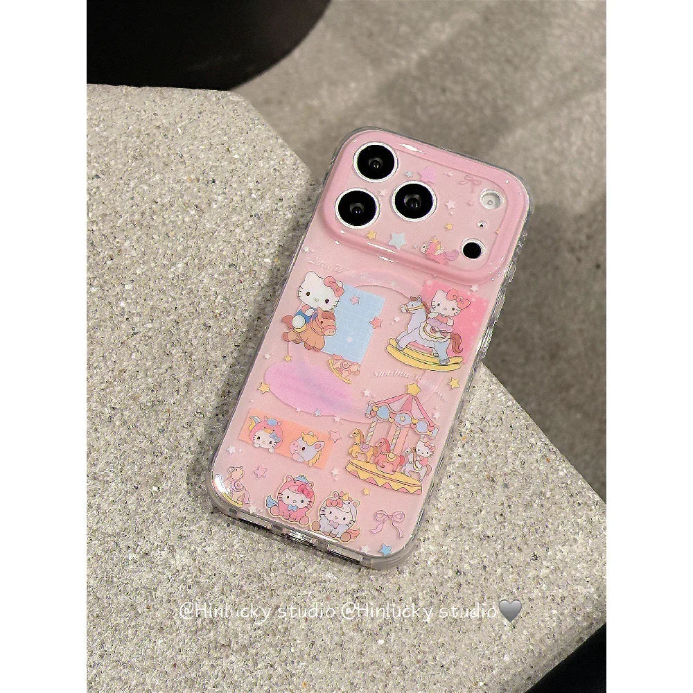 Ameigas Cute Carousel Cat Magnetic Stand Phone Case - Ameigas