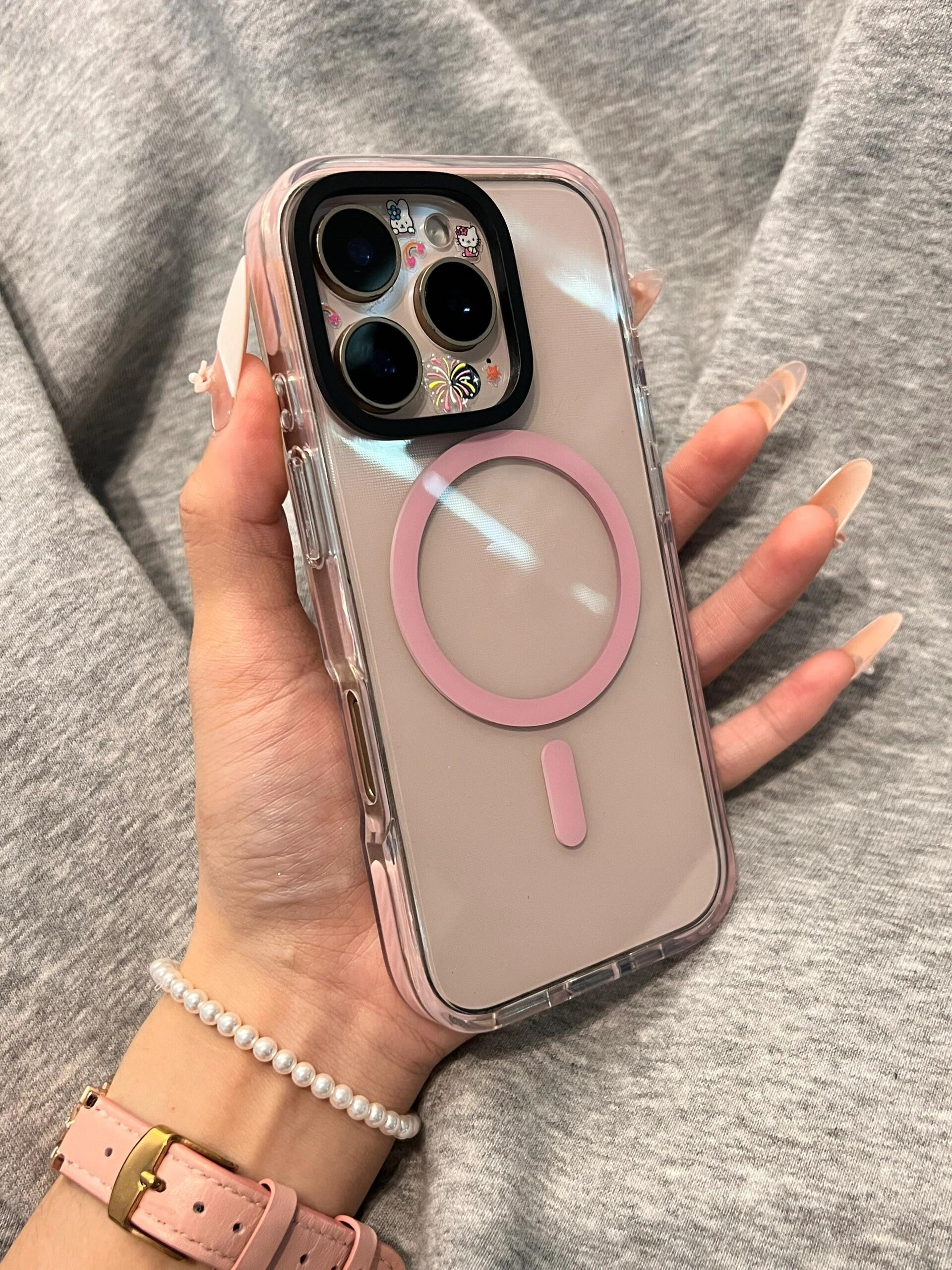 Ameigas Elegant Blush Pink Case - Translucent Magnetic Design with Crystal Clear Protection