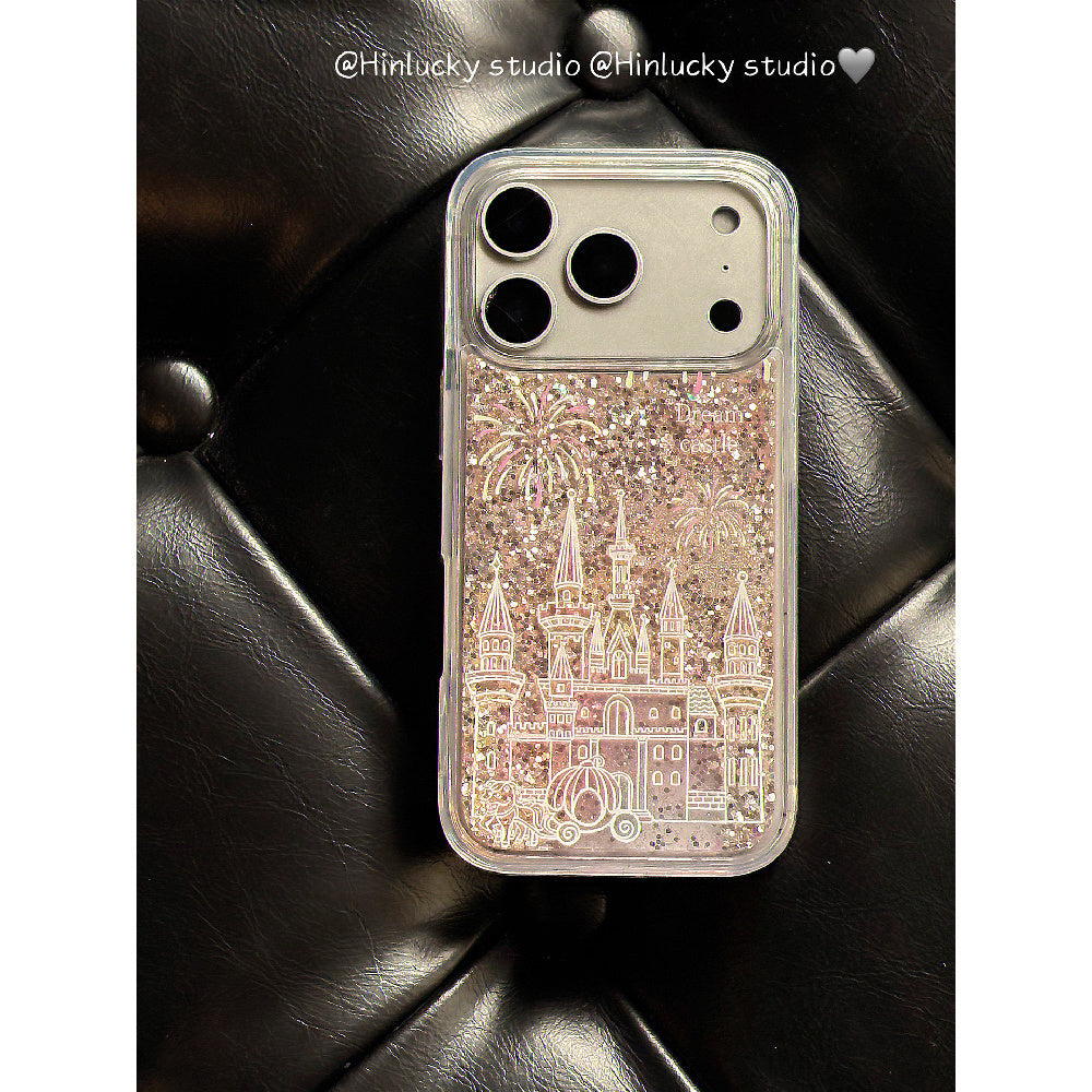Ameigas Dreamy Pink Princess Castle Glitter Phone Case