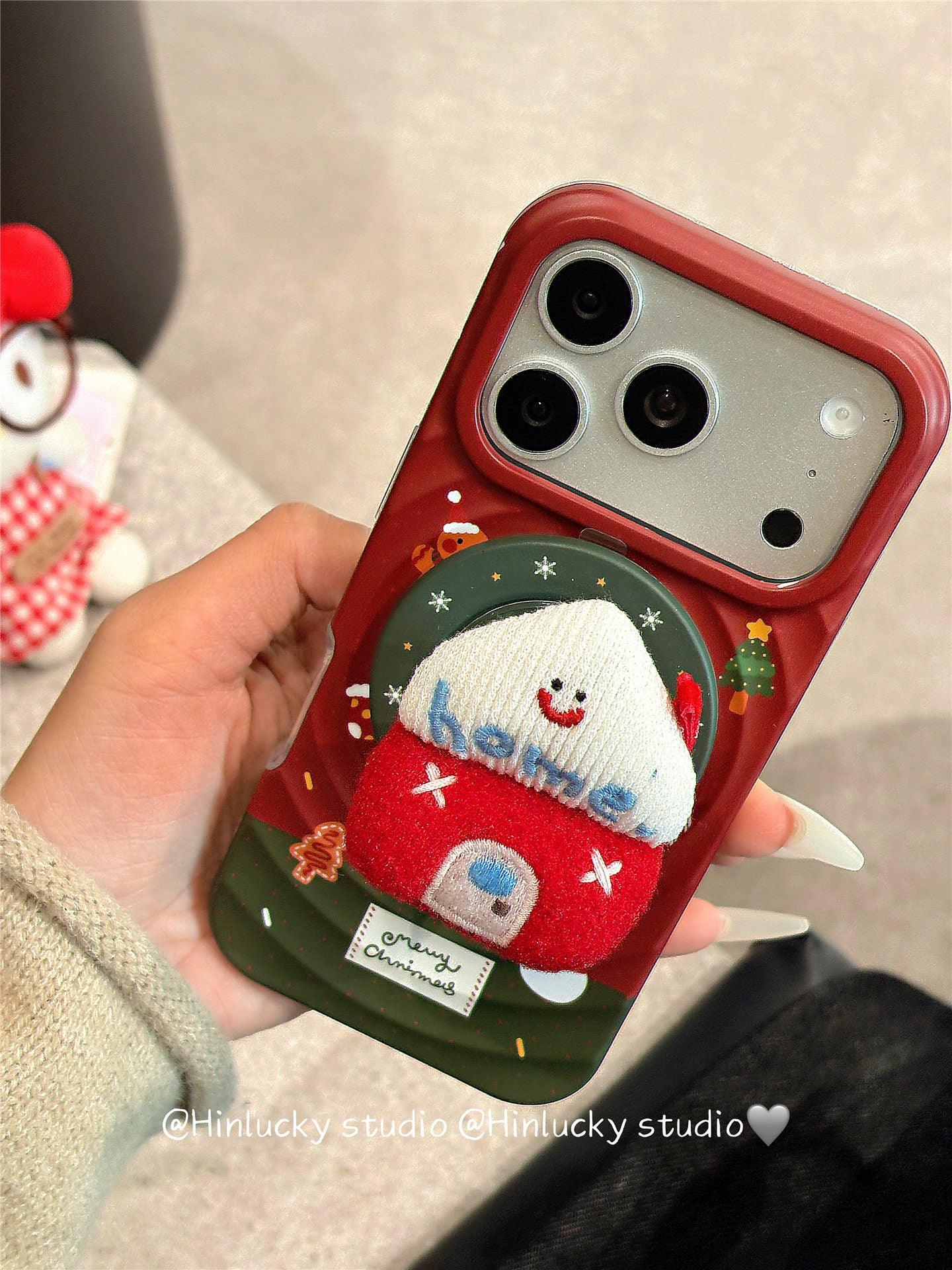 Ameigas Christmas Cat Sock Case | Festive Holiday MagSafe Stand Cover - Ameigas