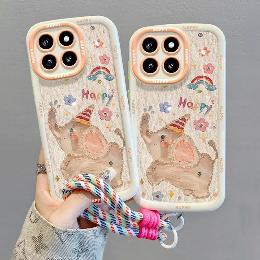 Ameigas Cartoon Elephant Puffy Case for iPhone 17 Pro Max – Cute Couple Full-Cover Shockproof Phone Case - Ameigas