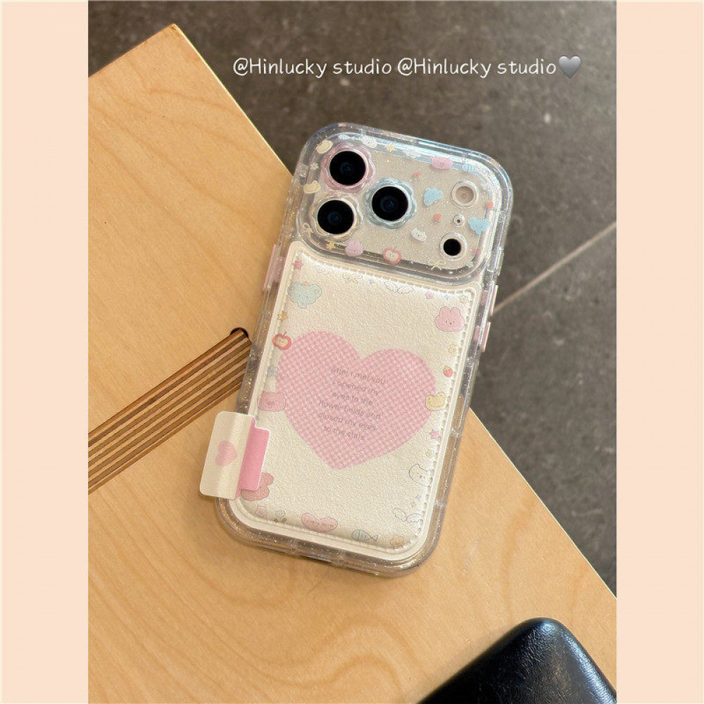 Ameigas Pink Love Beast Case - Playful Animal & Hearts with Detachable Chain