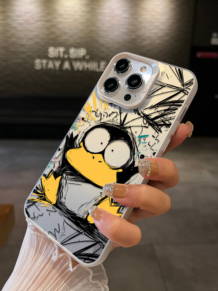 Ameigas Line Art Duck Cartoon Phone Case Soft Shockproof Cover