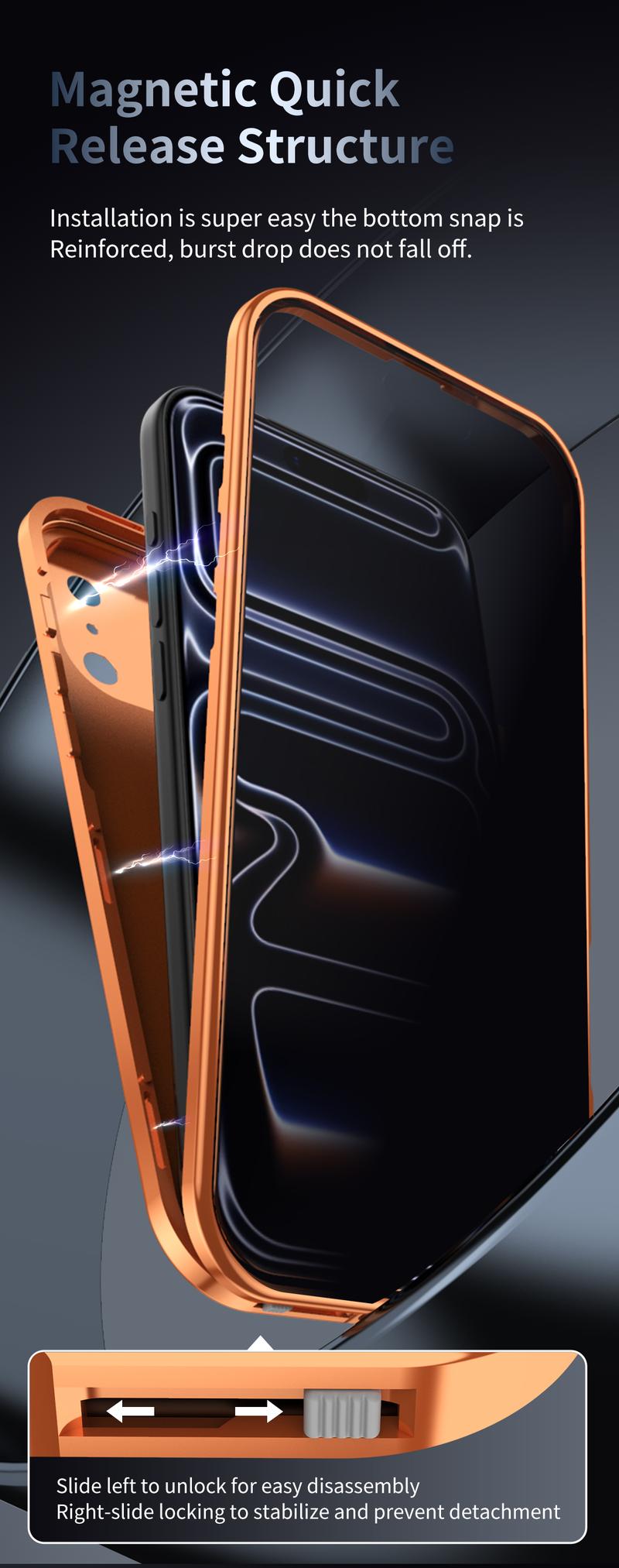 Ameigas Magnetic Privacy Screen Phone Case with Metal Frame