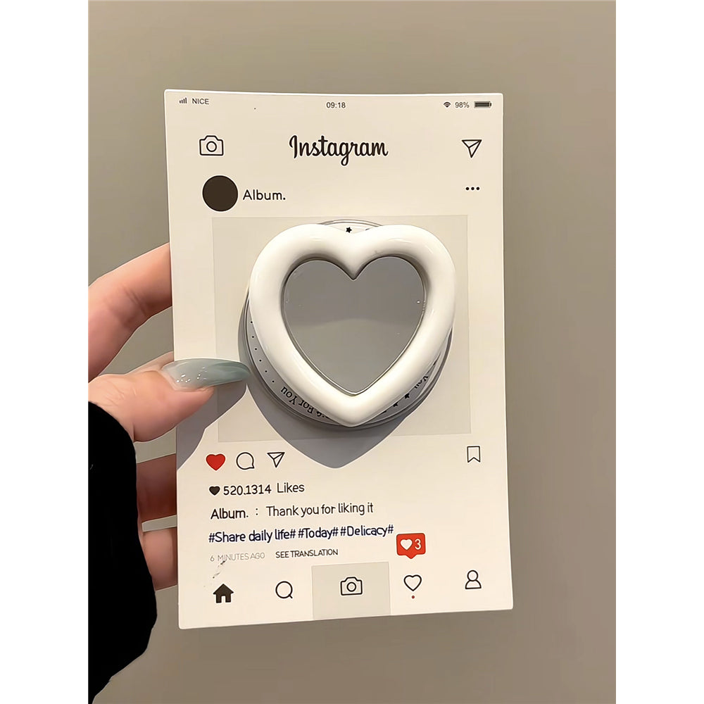 Ameigas Mirror-Heart Case - White Heart Reflective MagSafe Stand Cover