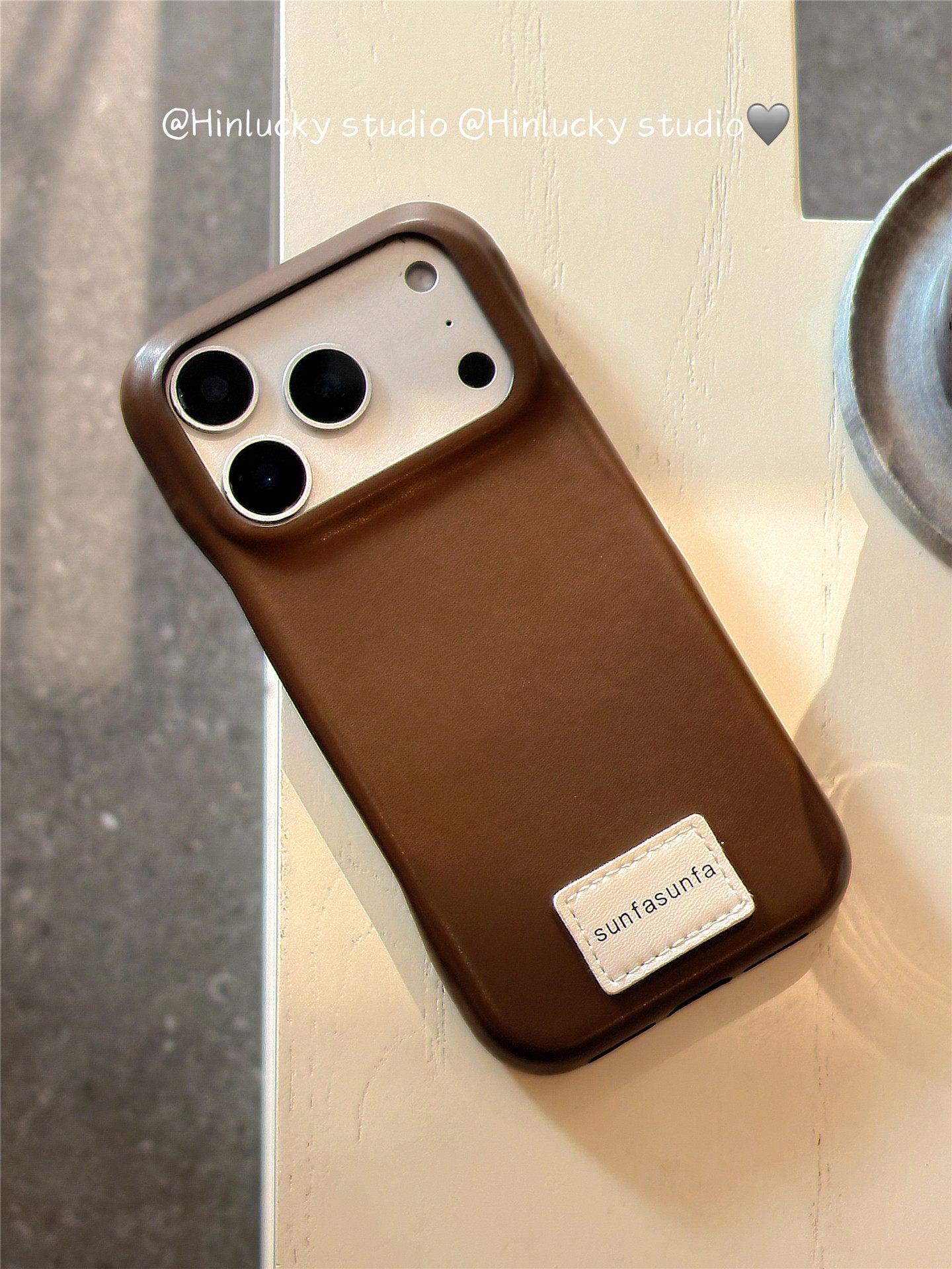 Ameigas Solid Color Leather Heart Charm Protective Phone Case