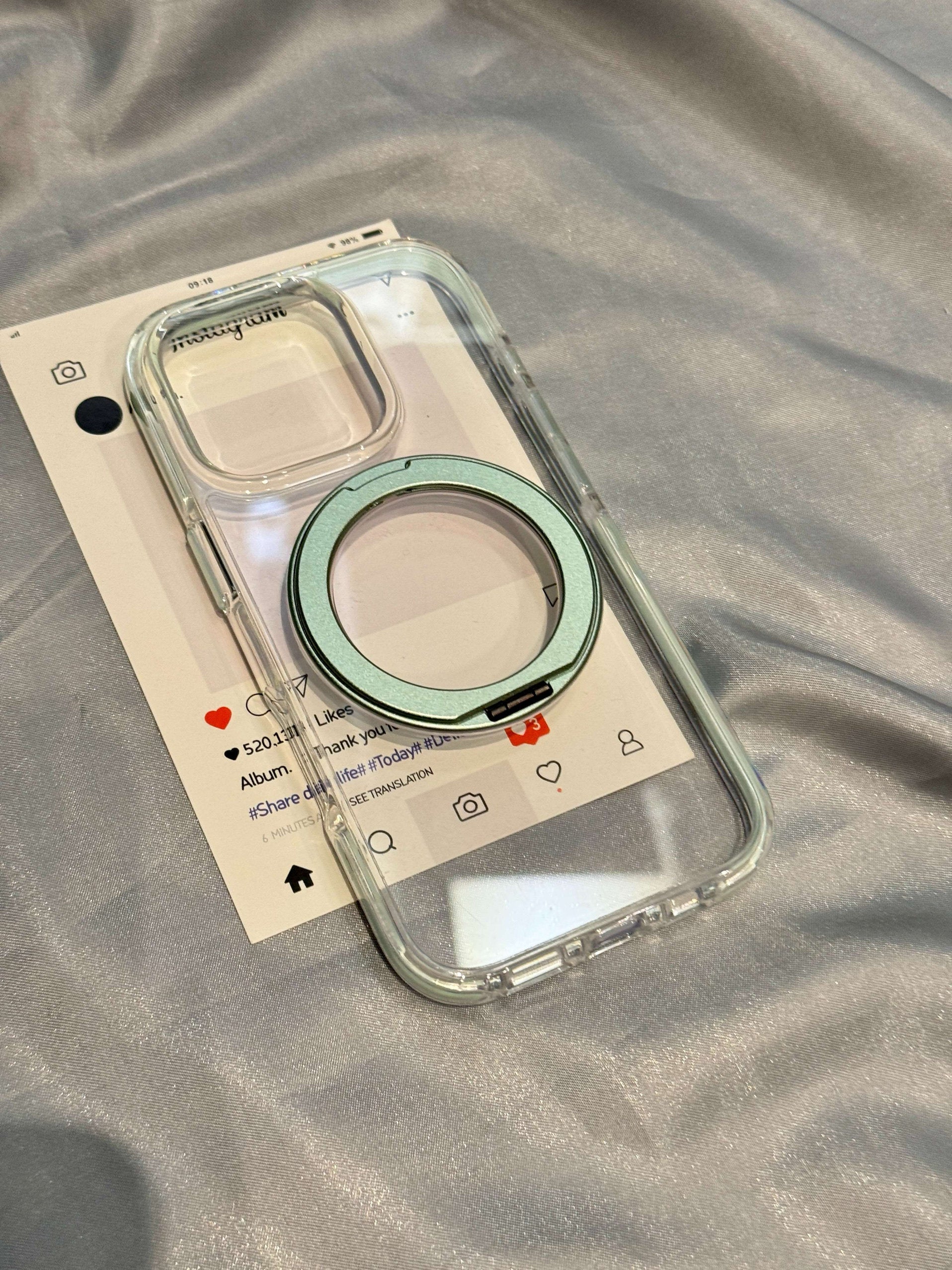 Ameigas Pink & Blue Rotating Case - 360° Adjustable Stand with Dual-Layer Protective Frame